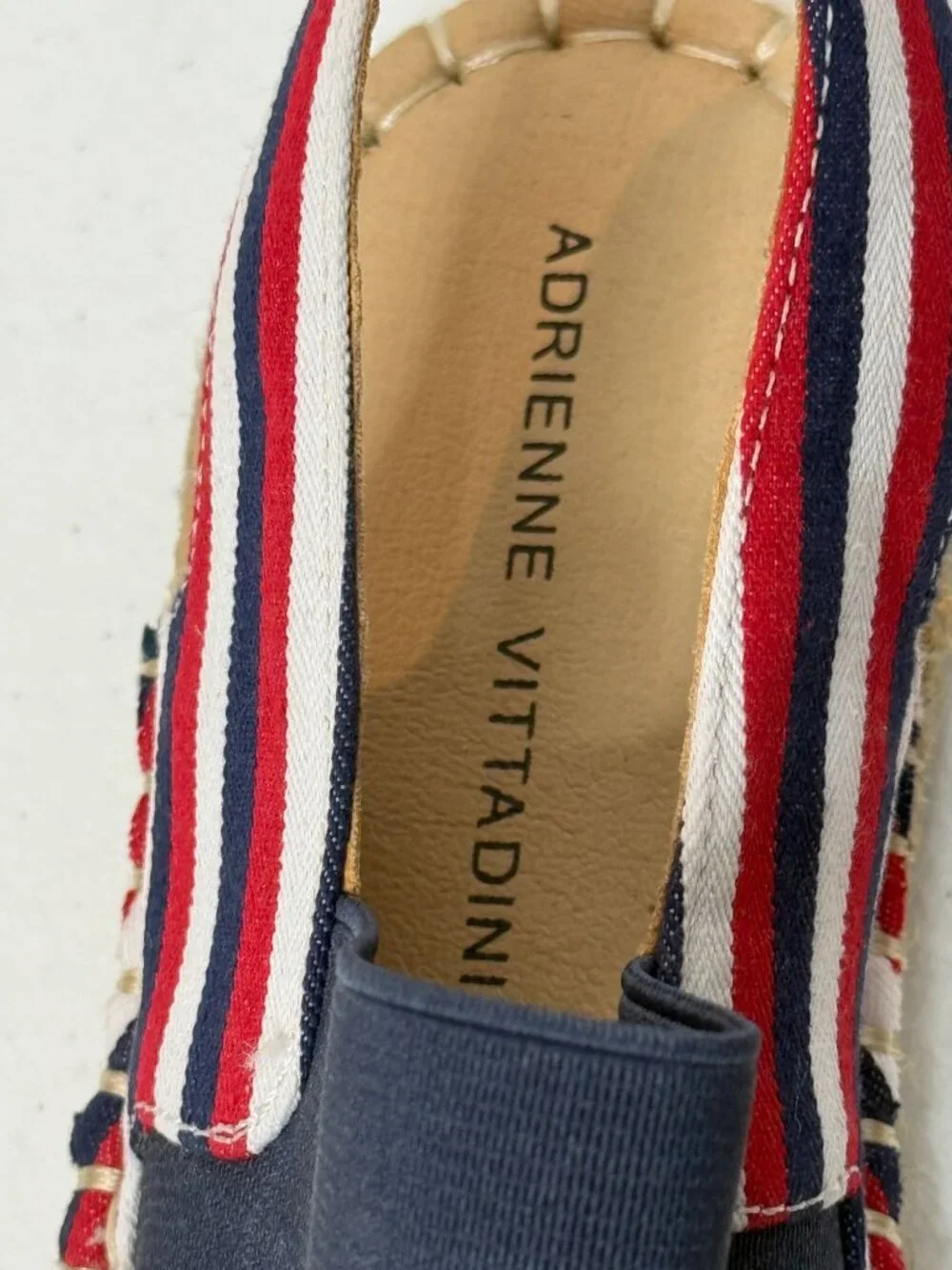 Adrienne Vittadini 7.5 Striped Espadrille Sandals Nautical Coastal Preppy Resort